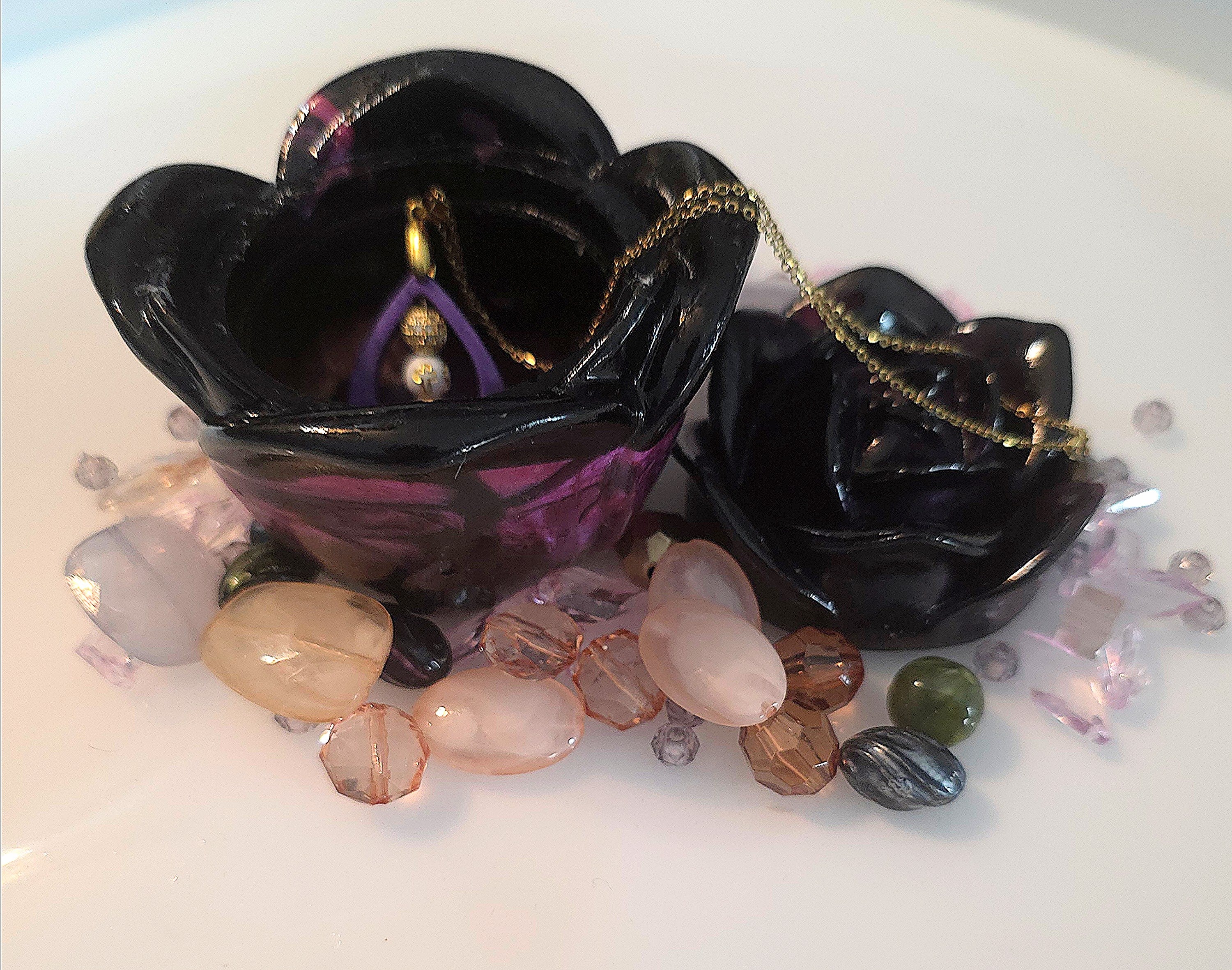 Black/Pink Rose Trinket Box