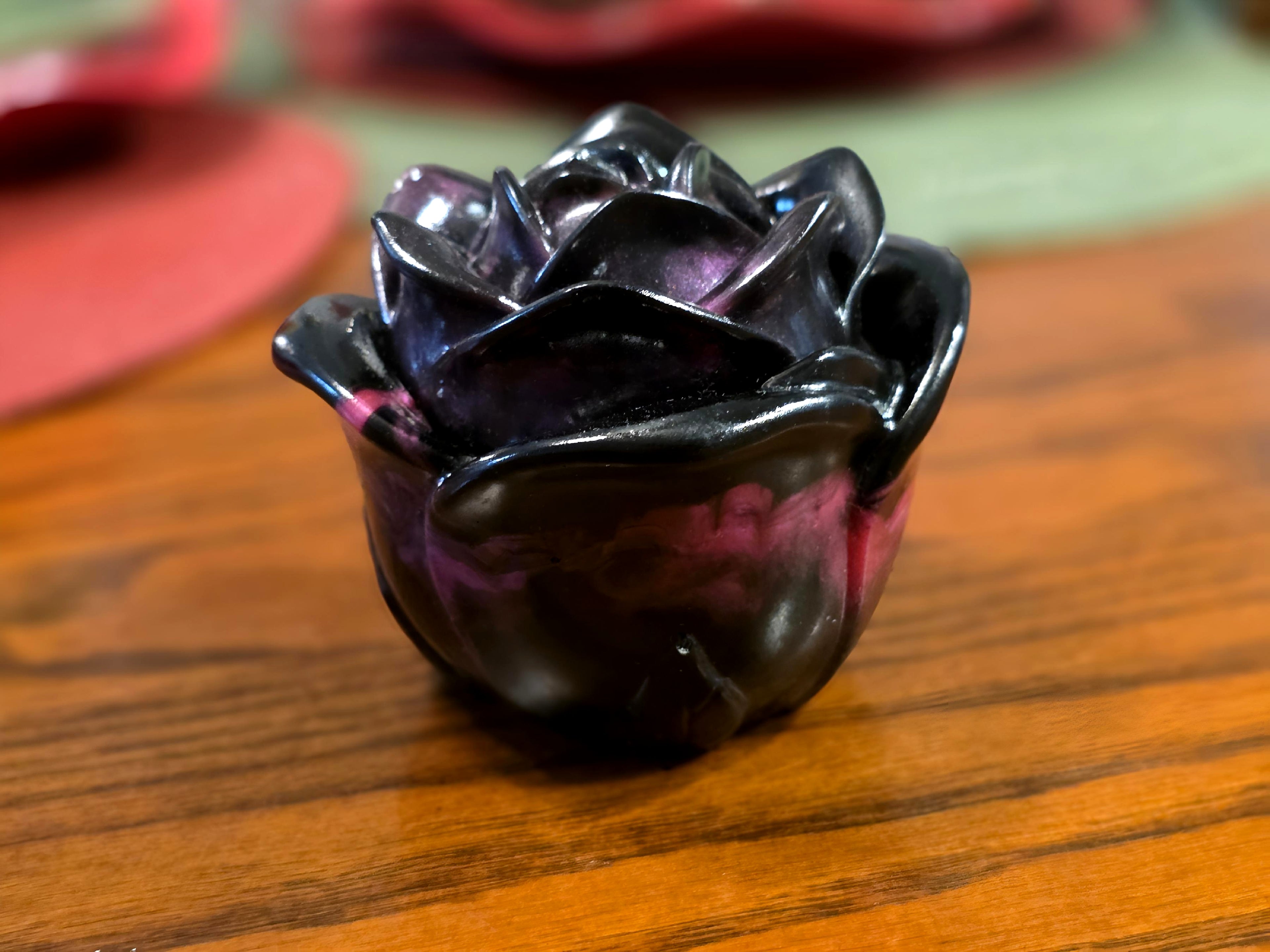 Black/Pink Rose Trinket Box