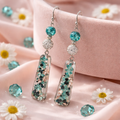 Irresistable Earrings, Sparkling Blue,Turquoise, Black and Silver Dangles. Non-Tarnishing