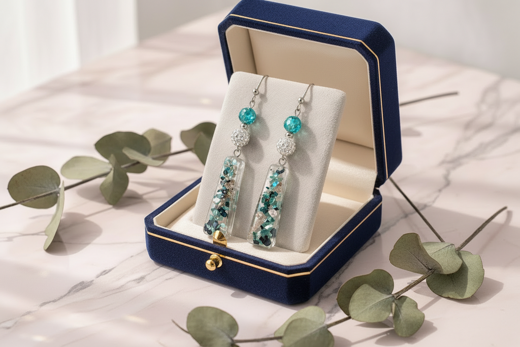 Irresistable Earrings, Sparkling Blue,Turquoise, Black and Silver Dangles. Non-Tarnishing