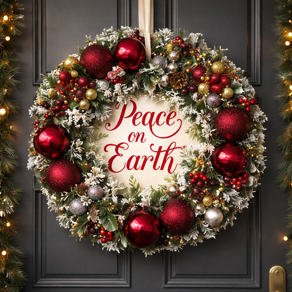 "Peace On Earth" Elegant Holiday Wreath
