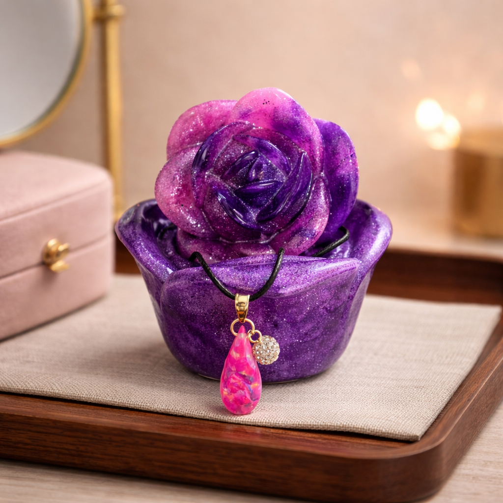 Purple and Pink Rose Trinket Box