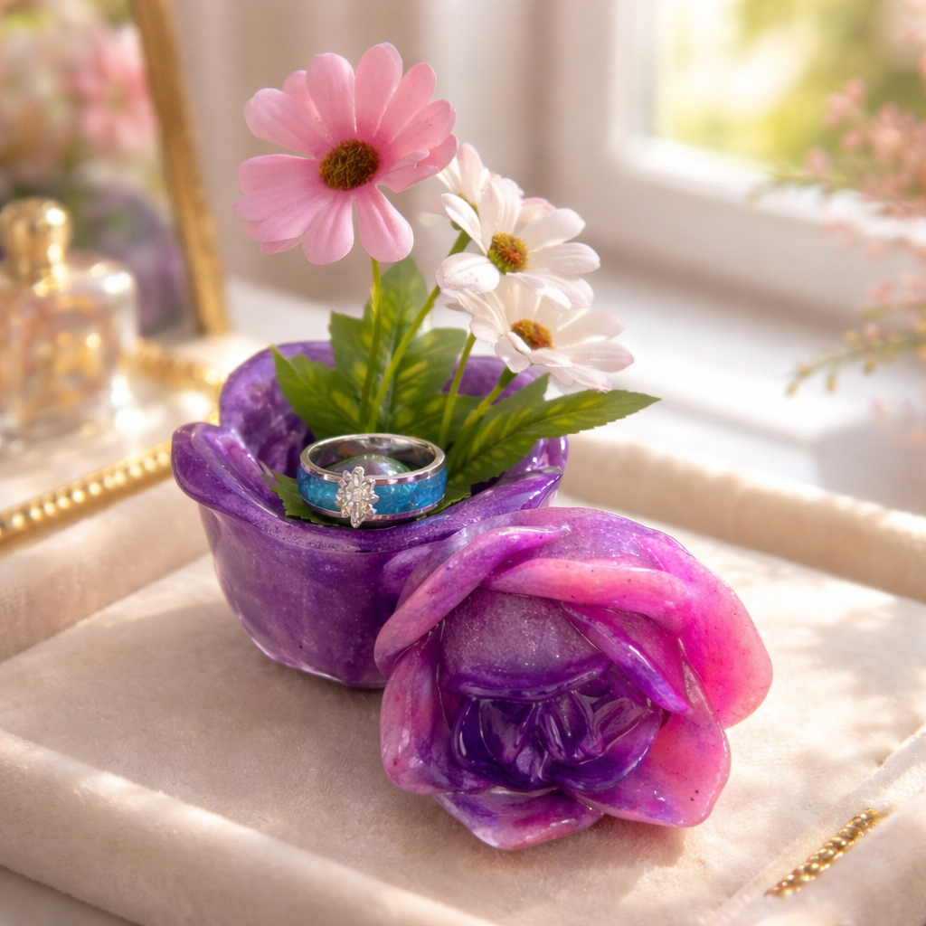 Purple and Pink Rose Trinket Box