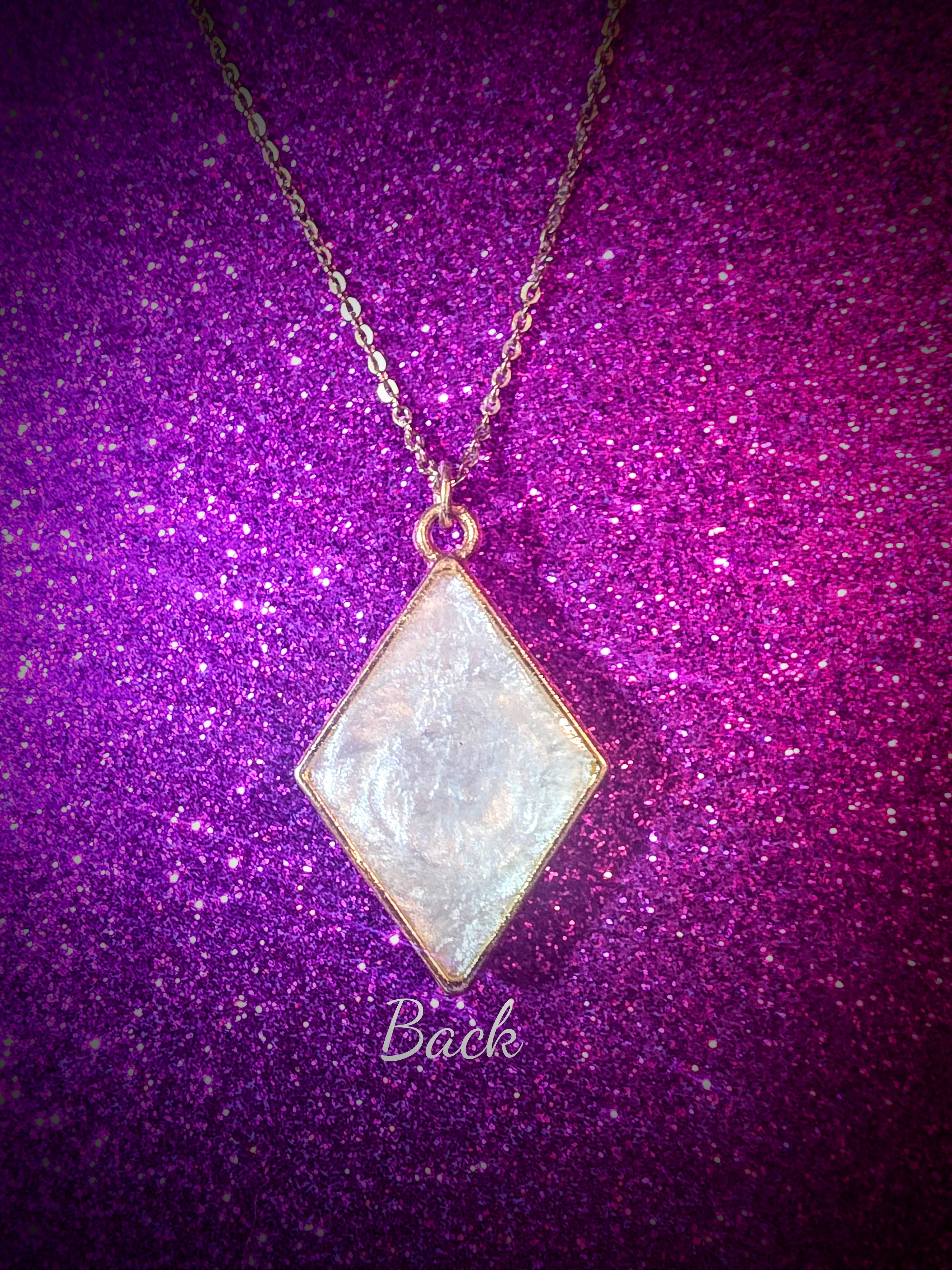 Pearl White Necklace with Swirls of Lavender