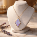 Pearl White Necklace with Swirls of Lavender